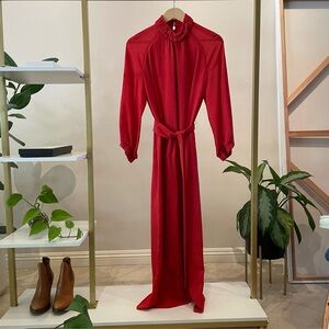 Cefinn Elegant Red Belted Maxi Dress